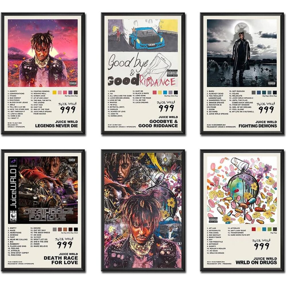 Juice Wrld Canvas Posters 8X12 Set of 6 (SKU: 57MI)
